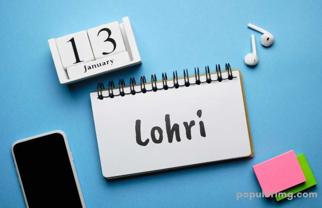 It Is Written In The Image Diary That On 13 January And Lohri And Keep A Mobile Bluetooth 2 Color Paper Near The Diary.