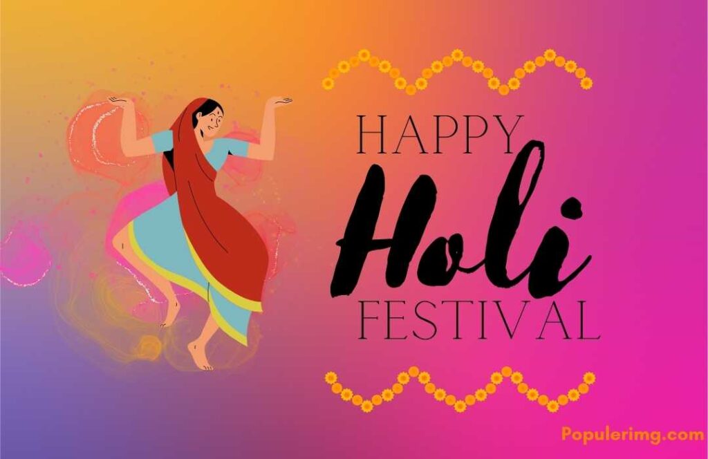 This Image Is Showing A Beautiful Girl Dancing And Wishing Happy Holi