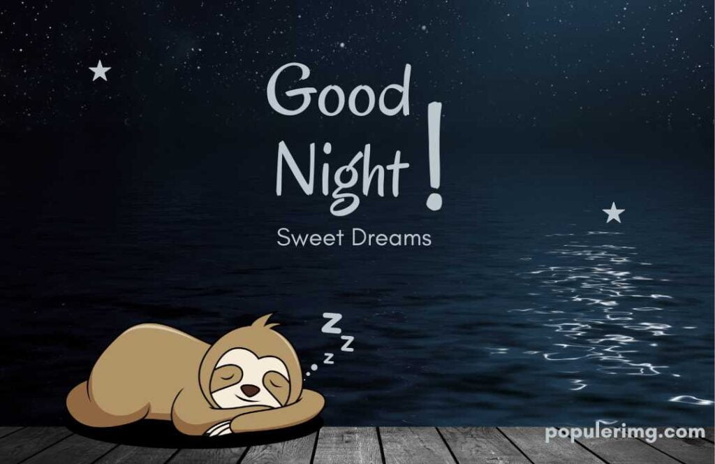A Cartoon Sloth Good Night Image By The Sea