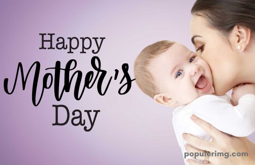In The Image, A Cute Baby Laughing In His Mother'S Arms. (Happy Mother Day)