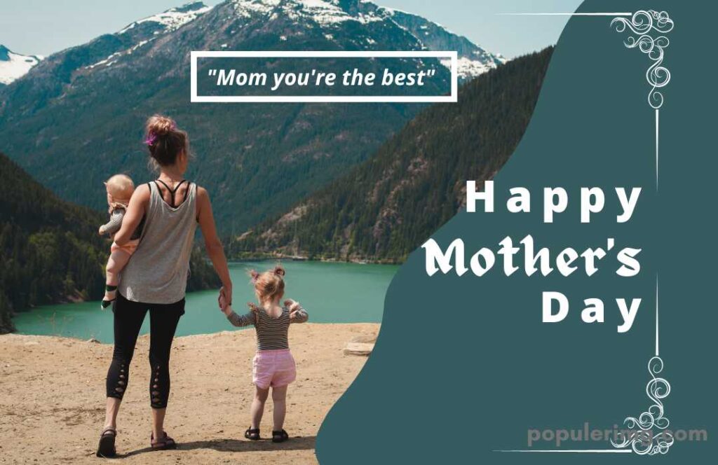 Cute Baby In Mother'S Lap And Looking At The Mountain Holding The Girl'S Hand  (Happy Mother'S Day)