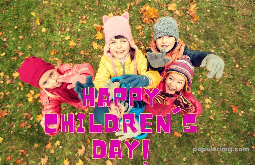 Cute Children Jumping And Laughing Playing With Their Hands (Happy Children'S Day)