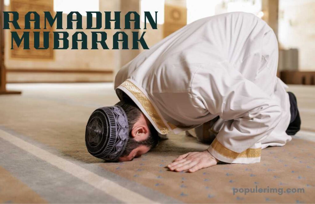 Image Of A Man Prostrating In A White Kurta Pajama Ramzan Mubarak