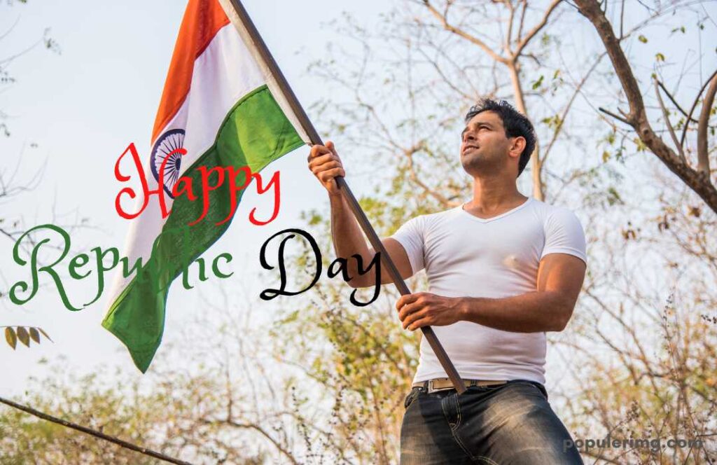 A Boy Is Standing With A Tricolor In His Hand
(Happy Republic Day)