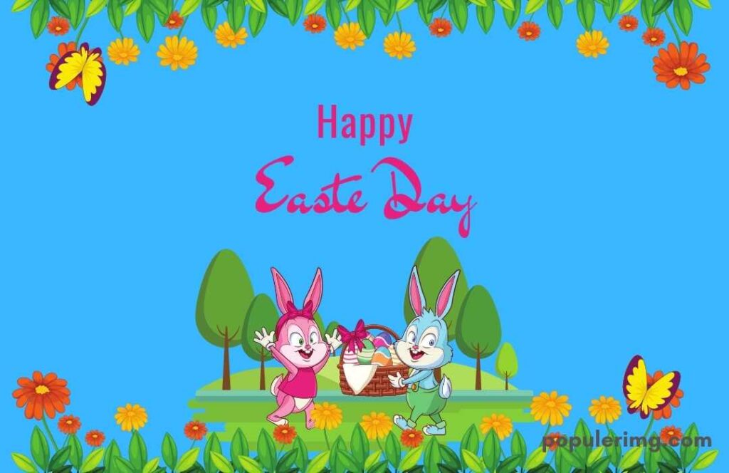 In The Image, There Are 2 Bunnies Who Are Happy Wishing Each Other Happy Easter