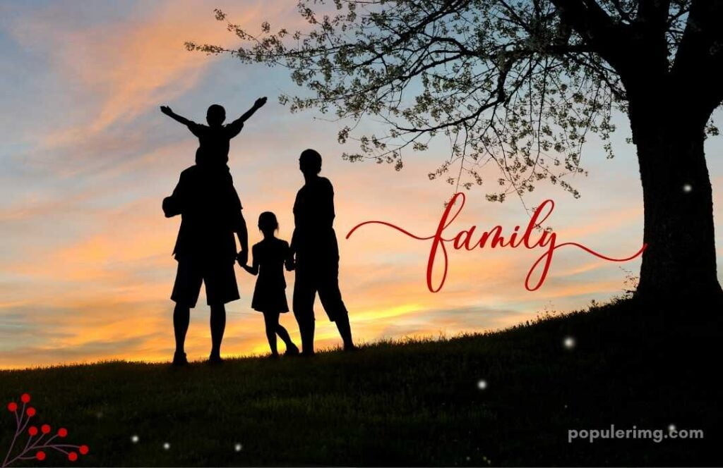 Younger Son Sitting On Father'S Shoulder And Daughter Holding Both Hands