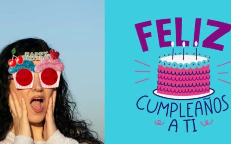 A Woman With Glasses And A Cake With The Words Feliz Cumpleaos It.