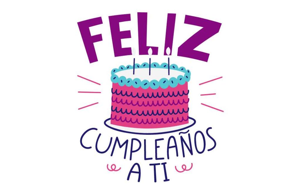 An Illustration Of A Cake With The Words Feliz Cumpleanos A It