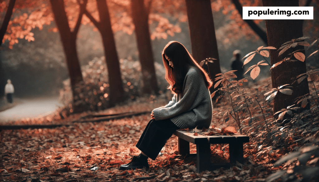 2. Girl Sitting Alone On A Bench In The Park